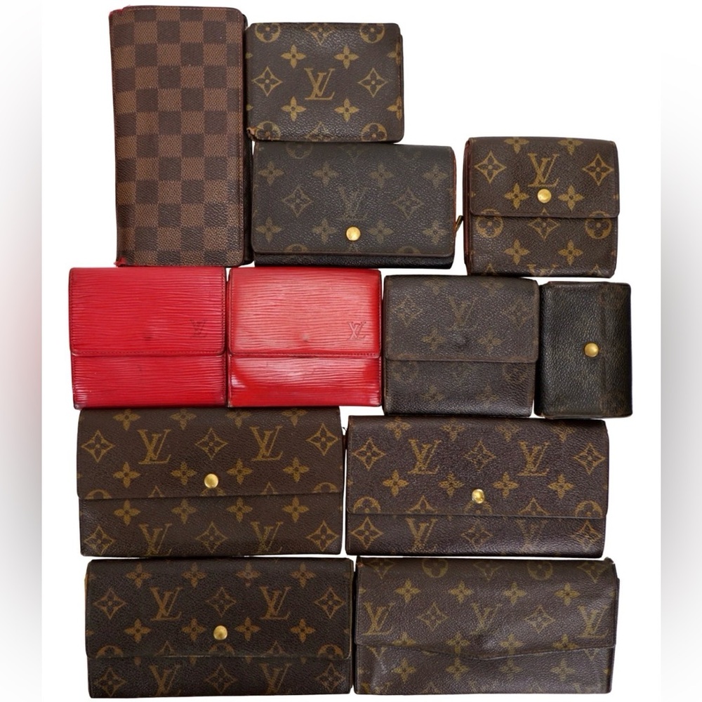 LOUIS VUITTON Authentic Monogram Leather Wallets Lot 12x